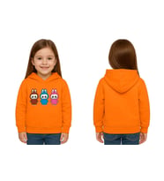Unisex Baskılı Çocuk Swaetshirt Labubu Baskılı Kapüşonlu 3 İplik Şardonlu (Turuncu)