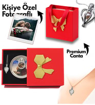 Sevgiliye Hediye Kişiye Özel Premium Deri Çantalı Gerçek İstiridye İnci Kolye (Kırmızı)
