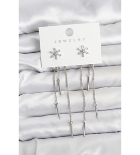Çiçek Model Gümüş Pirinç Sallantılı Kadın Küpe