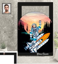 Kişiye Özel Uzay Karikatürlü 3D Ahşap Tablo 30x47 Bay-7