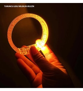 Turuncu Led Işıklı Baskı Yapılabilen Pilli Bileklik Bilezik 1,5 Cm Genişlik