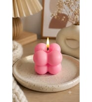 Mini Bubble 3'lü Mum - Mumelia Candles Doğal Soya, El Yapımı, Dekoratif - Pembe