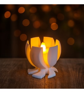 Lotus Çiçeği Tasarımlı LED Mumluk – Dekoratif Ortam Aydınlatması