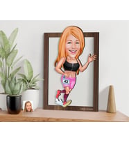BK Gift Kişiye Özel Kadın Koşucu Karikatürlü 3D Ahşap Tablo-2, Sevgiliye Hediye, Arkadaşa Hediye, Doğum Günü Hediyesi