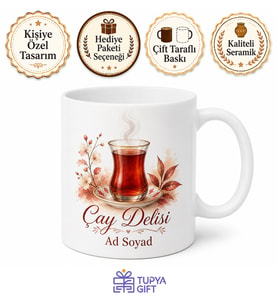 Çay Delisi İnce Belli Cam Bardak Tavşan Kanı Sohbet Kupası Hediye