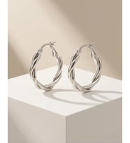 Silver Renk Örgü Halka Küpe 2 cm