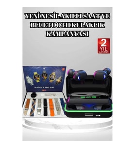Mey İthalat® Powerbank Bluetooth Kulaklık Ve Akıllı Saat 7 Kordonlu Metal Kordon Plastik Kordon