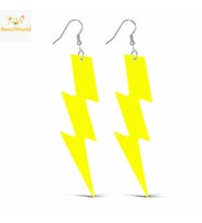 80’ler 90&amp;#39;lar Retro Neon Sarı Şimşek Küpe 10 cm