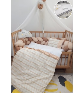 Baby Clime Masal Serisi 80x130 İsim Nakışlı Bebek Uyku Seti Örgü Korumalı