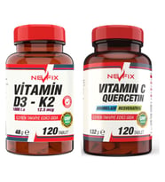 Nevfix Vitamin C Quercetin Bromelain 120 Tablet   Vitamin D3-K2 120 Tablet (Renksiz)