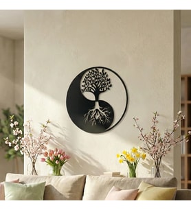 Yin Yang Hayat Ağacı Duvar Tablosu Mdf Kesim Spiritüel Duvar Süsü