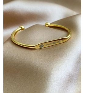 Unisex Oval Spotify Kodlu Kelepçe Bileklik (Gold)