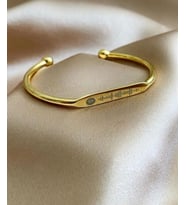 Unisex Oval Spotify Kodlu Kelepçe Bileklik (Gold)