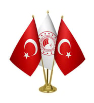 Masa Üstü Tarım Bakanlığı Bayrağı Türk Bayrağı Üçlü Pirinç Direk Masa Bayrak Seti