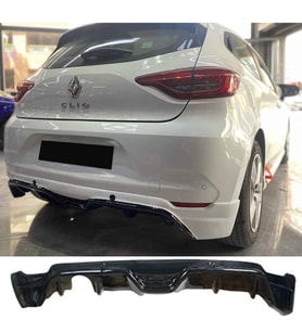 Renault Clio 5 Arka Ek Difüzör Parlak Siyah Plastik 2019 2020 2021 2022 Arka-difizör-bodykit-ek
