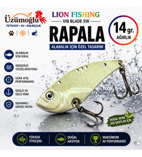 ÜZÜMOĞLU Lion Fishing Vib Blade SW Rapala 14gr 55mm Doğal Yeşil Titreşimli Sahte Balık Alabalık Yemi