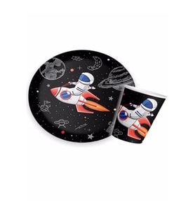 Uzay Temalı Tabak Bardak Set 8 Li