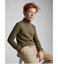 LCW Kids Haki Yarım Balıkçı Yaka Basic Erkek Çocuk Tişört