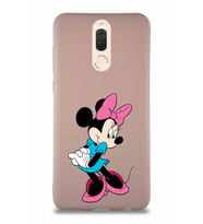 Huawei Mate 10 Lite Soft Premier Kapak Minnie Mouse-F Tasarımlı Silikon Kılıf - Pudra (Şeffaf)