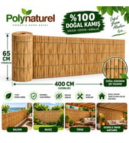 POLYBOTUM Premium Doğal Kamış Hasır Balkon Çiti 65x400 cm Sık Dokuma Dayanıklı Bahçe, Teras ve Balkon İçin Dekoratif Gizlilik Çiti