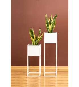 Dekoratif Metal Ayaklı Çiçek Saksı - 2'li Set Saksılık Stand