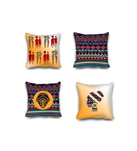 Kırlent Kılıfı 4lu Dijital Baskılı African Desen Baskılı Renkli 40x40 (Çok Renkli)