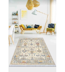 Çok Renkli Çerçeveli Dokuma Pamuk Taban Kaymaz Kilim KLM293