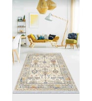 Çok Renkli Çerçeveli Dokuma Pamuk Taban Kaymaz Kilim KLM293
