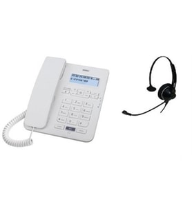Karel TM145 Karel RJ9 Kulaklıklı Headset Telefon Beyaz