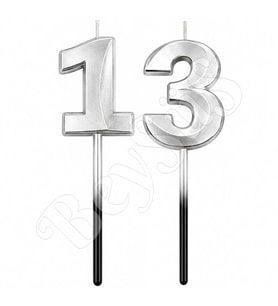 13 Rakam Mum Gümüş