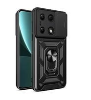 Coverzone Xiaomi Poco M6 Pro 4G ?le Uyumlu PhoenixShield Kamera Korumal? Kapak Tam Koruma Manyetik Vega Kapak Siyah