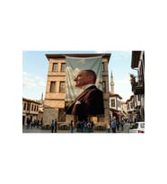 Mustafa Kemal Atatürk Yan Portre Poster Bayrak Premium Raşel Kumaş ATA71