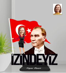 Kişiye Özel Atatürk İzindeyiz Kadın Ahşap Biblo-1