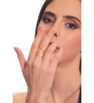 Kadın Mat Altın Kaplama Dolama Model Oval Formlu Tasarım Yüzük
