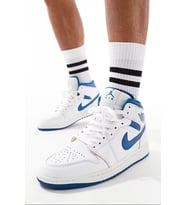 Air Jordan 1 Mid Special Edition Leather Unisex Sneaker Hakiki Deri Bilekli Günlük Spor Ayakkabı Beyaz