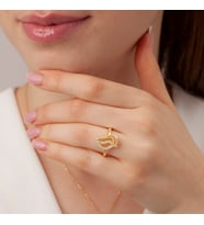 925 Ayar Gümüş Yüzük Zirkon Taşlı Altın,Rose,Beyaz Renk Seçenekleriyle (Sarı)