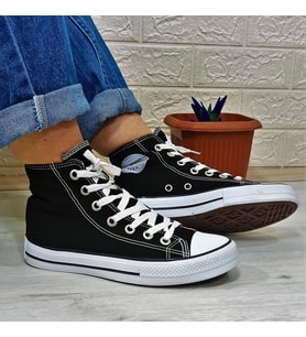 Fiyra 555 Siyah-Beyaz Uzun Unisex Sneaker Keten Spor Ayakkabı (Siyah - Beyaz)