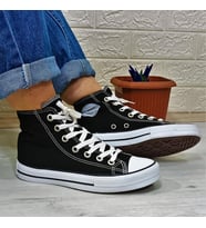 Fiyra 555 Siyah-Beyaz Uzun Unisex Sneaker Keten Spor Ayakkabı (Siyah - Beyaz)