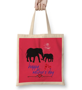 Elephant HAppy Mothers Day 2021 Bez Çanta Uzun Saplı