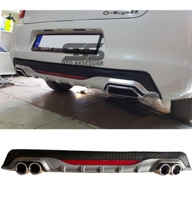 Citroen C-elysee Difüzör Arka Tampon Eki 4 Egzoz Çıkışlı Gri Reflektörlü