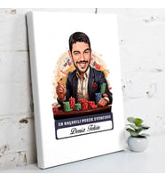 Kişiye Özel Hediye Karikatürlü Erkek Poker Oyuncusu Kanvas Tablo
