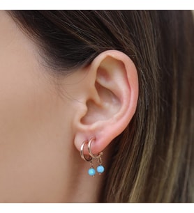Opal Taşlı Rose Gold Halka Gümüş Küpe