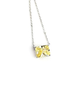 Sky Diamond Yellow Sitrin Taşlı 925 Ayar Gümüş Tek Taş Kolye