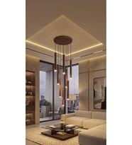 Modern 8’li Sarkıt Led Spot Avize GU10 Kahverengi Yüksek Tavan Galeri Boşluğu Villa Otel Lobi