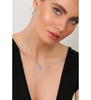 Kadın 925 Ayar Opal Taşlı Ay Kolye (Rodyum)