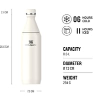 Stanley All Day Slim Soğuk Su Şişesi Termosu, Krem, 0.60 Litre (Çok Renkli)