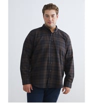 LCWAIKIKI Classic Kahverengi Regular Fit Uzun Kollu Ekose Gabardin Erkek Gömlek