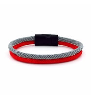 KIRMIZI GRİ İKİ SIRA METAL MIKNATIS ERKEK BİLEKLİK M014N