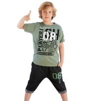 Player 8 Erkek Çocuk T-shirt Kapri Şort Takım (Haki)
