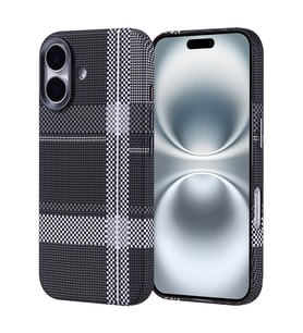 Lexroo iPhone 16 Kılıf M-safe Şarj Özellikli Karbon Fiber Görünümlü Nekst Kılıf - Gri-Siyah